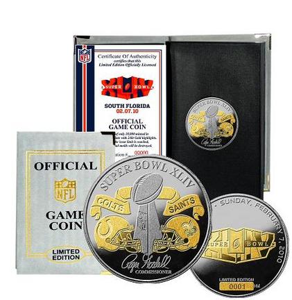 Super Bowl XLIV Official Two Tone Flip Coin from The Highland Mint