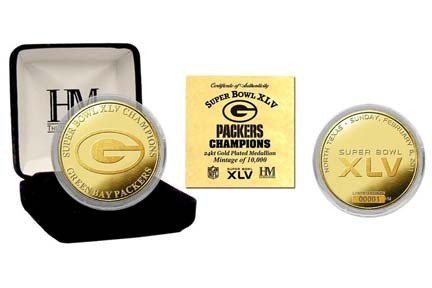 Green Bay Packers Super Bowl XLV Champions 24KT Gold Coin  from The Highland Mint