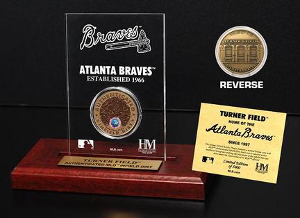 Atlanta Braves Turner Field Infield Dirt Bronze Coin in a Etched Acrylic Desktop Display from The Highland Mint