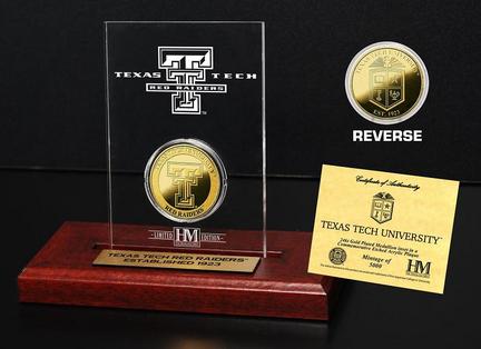 Texas Tech Red Raiders 24KT Gold Coin in an Etched Acrylic Desktop Display from The Highland Mint