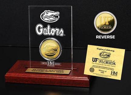 Florida Gators 24KT Gold Coin in an Etched Acrylic Desktop Display from The Highland Mint