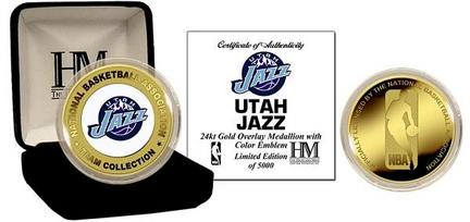 Utah Jazz 24KT Gold and Color Team Logo Coin Collection from The Highland Mint