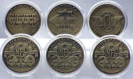 Washington Redskins Bronze Super Bowl Collection Coins from The Highland Mint