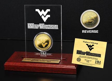 West Virginia Mountaineers 24KT Gold Coin in an Etched Acrylic Desktop Display from The Highland Mint