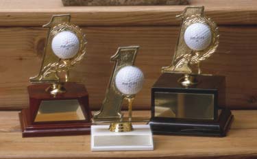 Hole-In-One Golf Trophy with Wood Base