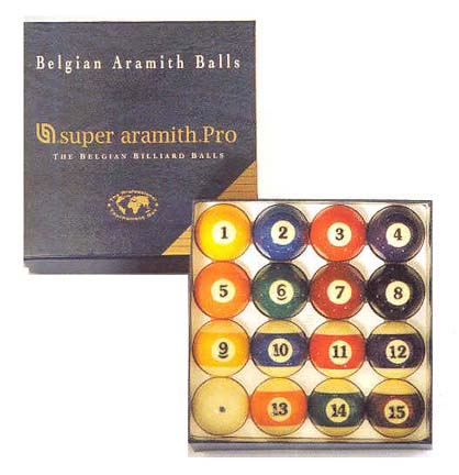 2 1/4" 6 oz. "Super Aramith" Professional Series Belgian Aramith Billiard Ball Set (16 Ball Set) from Imp