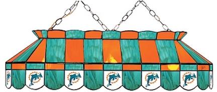 Miami Dolphins NFL Licensed 40" Rectangular Stained Glass Lamp from Imperial International