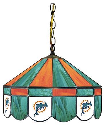 Miami Dolphins NFL Licensed 16" Diameter Stained Glass Lamp from Imperial International