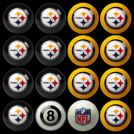 Pittsburgh Steelers NFL Home vs. Away Billiard Balls Full Set (16 Ball Set) by Imperial International