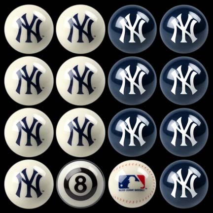 New York Yankees MLB Home vs. Away Billiard Balls Full Set (16 Ball Set) by Imperial International