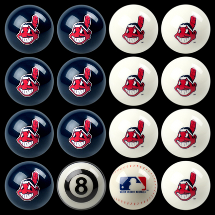 Cleveland Indians MLB Home vs. Away Billiard Balls Full Set (16 Ball Set) by Imperial International