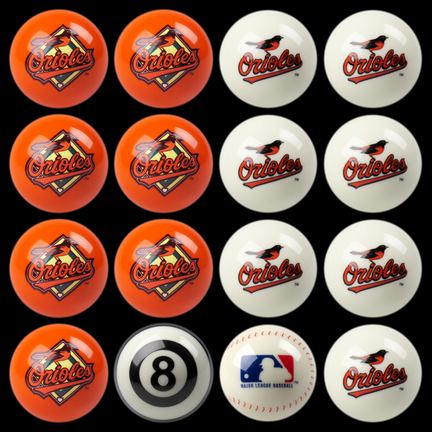 Baltimore Orioles MLB Home vs. Away Billiard Balls Full Set (16 Ball Set) by Imperial International