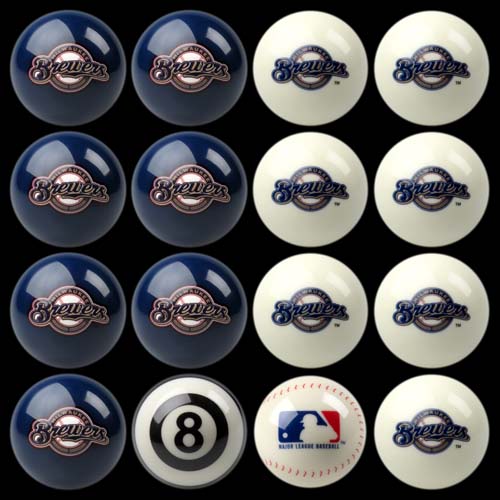 Milwaukee Brewers MLB Home vs. Away Billiard Balls Full Set (16 Ball Set) by Imperial International