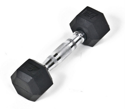 Rubber Coated Hex Dumbbell 5 lb. Single