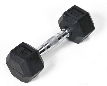 Rubber Coated Hex Dumbbell 10 lb. Single