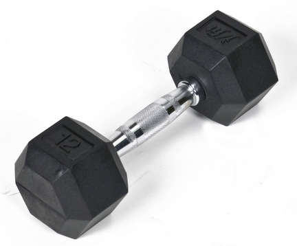 Rubber Coated Hex Dumbbell 12 lb. Single