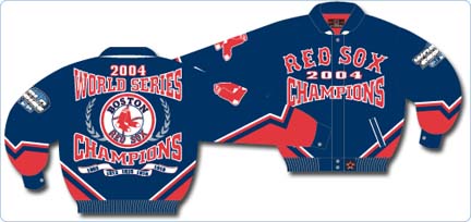 Boston Red Sox 2004 World Series Champions Wool Jacket With Leather Sleeves And Leather Logos From J. H. Design