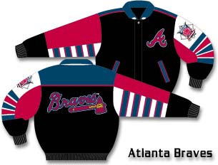 Atlanta Braves Black Black Classic Plonge Leather With Colored Team Logo Jacket From J. H. Design