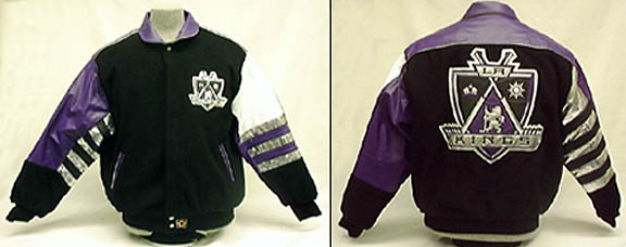 Los Angeles Kings Black Classic Wool With Leather Logos Jacket From J. H. Design