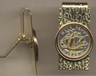 British Penny  “Sailing ship” Two Toned Coin Hinged Money Clip