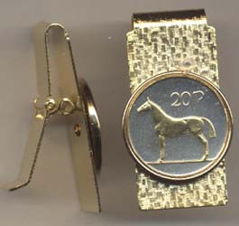 Irish 20 Pence â€œHorseâ€ Two Toned Coin Hinged Money Clip
