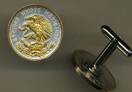 Mexican 10 Centavo "Eagle" Two Tone Coin Cuff Links - 1 Pair