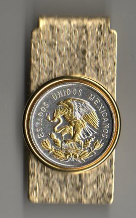 Mexican 10 Centavo "Eagle" Two Tone Coin Hinge Money Clip