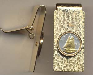 Canadian 10 Cent "Bluenose Sail Boat" Two Toned Coin Hinged Money Clip