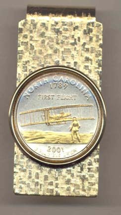 North Carolina Two Tone Statehood Quarter Hinged Money Clip