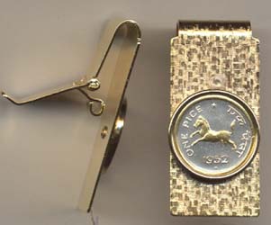 India 1 Pice â€œHorseâ€ Two Toned Coin Hinged Money Clip