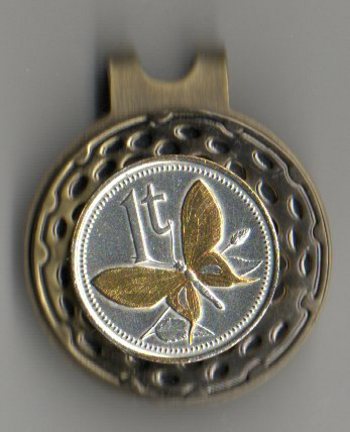 Papa New Guinea 1 Toea 'Butterfly' Two Tone Coin Ball Marker