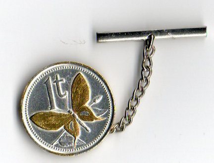 Papa New Guinea 1 Toea "Butterfly" Two Tone Coin Tie Tack