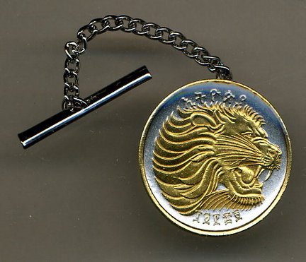 Ethiopia 25 Cent "Lion" Two Tone Gold on Silver World Coin Tie Tack
