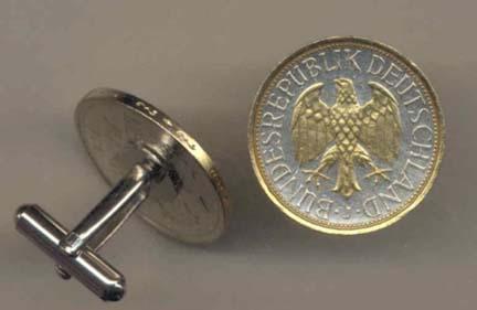 German 1 Mark "Eagle" Two Tone Coin Cuff Links - 1 Pair