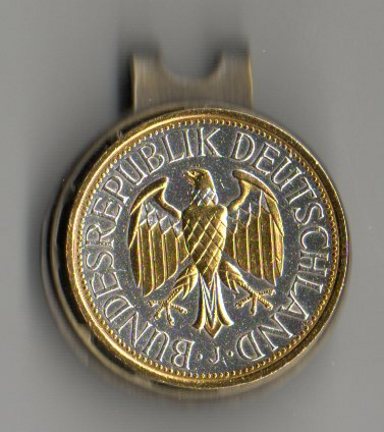 German 1 Mark 'Eagle' Two Tone Coin Ball Marker