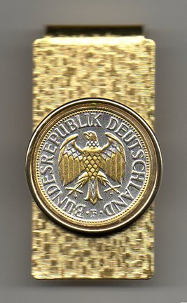 German 1 Mark "Eagle" Two Tone Coin Hinge Money Clip