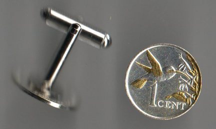 Trinidad & Tobago 1 Cent "Gold and Silver Hummingbird" Two Tone Coin Cuff Links - 1 Pair