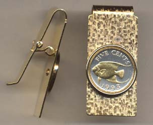 Bermuda 5 Cent “Angel Fish” Two Toned Coin Hinged Money Clip