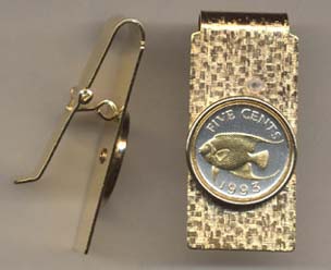 Bermuda 5 Cent “Angel Fish” Two Toned Coin Hinged Money Clip