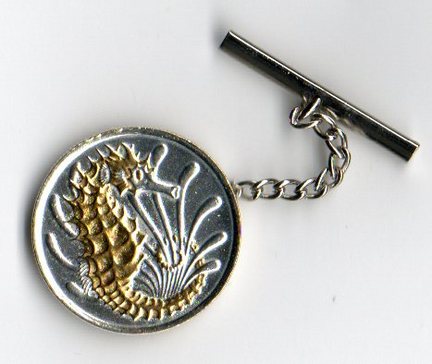 Singapore 10 Cent "Sea Horse" Two Tone Coin Tie Tack