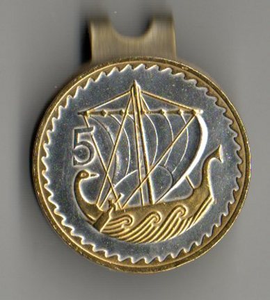 Cyprus 5 Mils "Viking Ship" Two Tone Coin Ball Marker