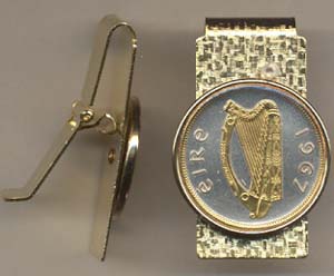 Irish Penny “Harp” Two Toned Coin Hinged Money Clip