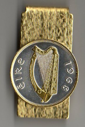 Irish Penny "Harp" Two Tone Coin Hinge Money Clip
