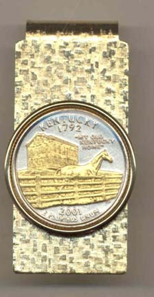 Kentucky Two Tone Statehood Quarter Hinged Money Clip