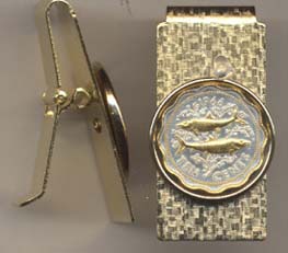 Bahamas 10 Cent  “Bone Fish” Two Toned Coin Hinged Money Clip