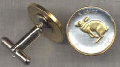 Canadian Centennial 5 Cent “Rabbit” Two Tone Coin Cuff Links - 1 Pair