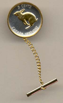 Canadian Centennial 5 Cent "Rabbit" Two Tone Coin Tie Tack