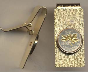 Canadian Penny “Maple Leaf" Two Toned Coin Hinged Money Clip  