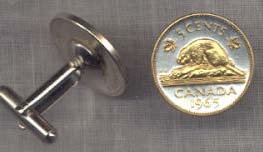 Canadian Nickel “Beaver” Two Tone Coin Cuff Links - 1 Pair