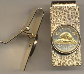Canadian Nickel “Beaver” Two Toned Coin Hinged Money Clip 